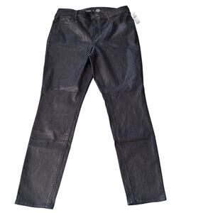 NWT Old Navy sz 12 high rise black shiny women’s jeans rockstar skinny pockets